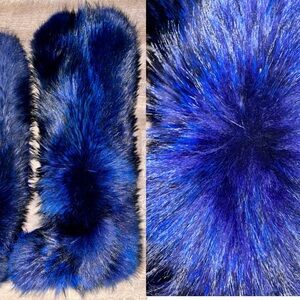Real Raccoon Fur- Thigh High Black and Royal Blue Boots - 74 cm shaft, Size 8